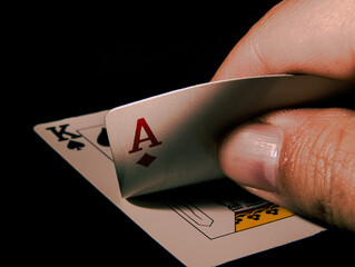 Revealing an Ace and drawing 21 in a game of Blackjack
