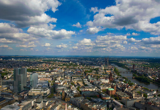 Panorama of the city of Frankfurt am Main from above..