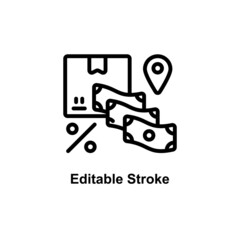 shipping cost icon designed in outline style with editable stroke in cargo shipping icon theme