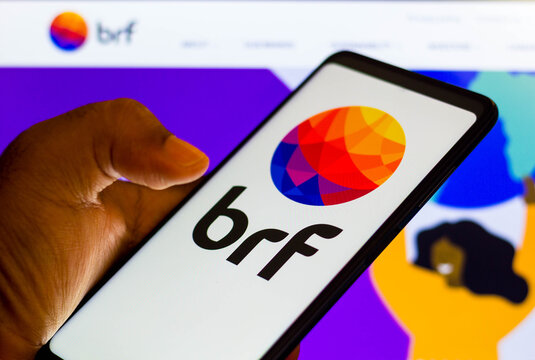 December 28, 2021, Brazil. In this photo illustration the BRF logo displayed on a smartphone.