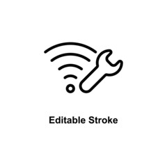 wireless network settings icon designed in outline style in editable strokes for telecommunications icon theme