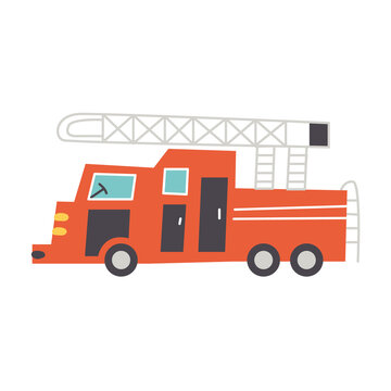 Vector cartoon transport fire truck