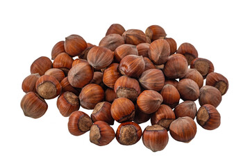 Hazelnuts in the shell. Round filbert, ripe fruit of a Corylus avellana hazel shrubs.