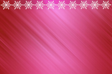 Winter pink rose red saturated bright gradient background with snowflakes top and with diagonal light stripes. Christmas, New Year card with copy space.