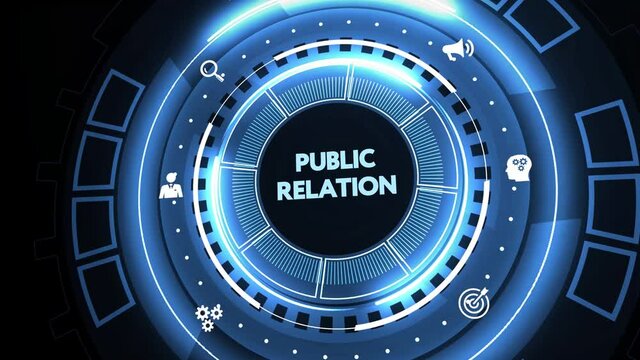 PR Public relation management. Business, Technology, Internet and network concept.