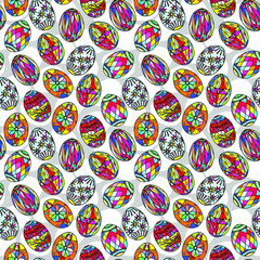 Easter seamless pattern of colored eggs. Vector stock illustration eps10. 