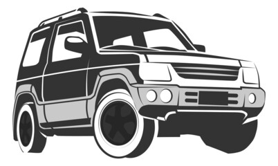 Crossover car logo. Big powerful vehicle symbol