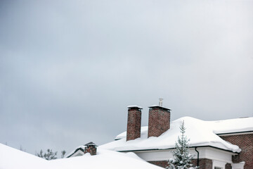 rooftop with chimneys