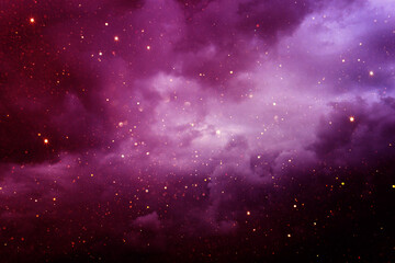 Abstract sky background with stars and shiny glowing lights