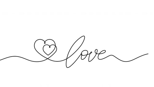 valentines day moving graphic animation gift card, heart shape with love linear text word, isolated on white background, banner copy space, for mother's day or greeting card