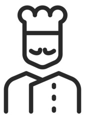 Man in cooking hat icon. Chef avatar in simple line style
