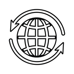 Backup, communication, global outline icon. Line art vector.
