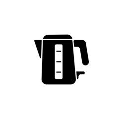 electric kettle icon. An item for the kitchen or office. Vector stock illustration. White isolated background. Heating water. Silhouette, sign, symbol.
