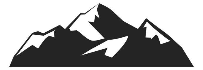 Mountain landscape icon. Sharp peaks range logo in vintage style