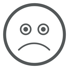 Sad emoticon. Unhappy face in simple line style