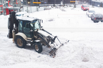 tractor cleaning snow