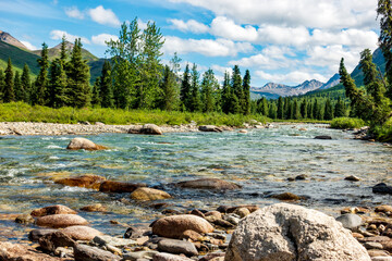 An alpine stream high up  in Alaska's Northern Talkeetna Mountains.
