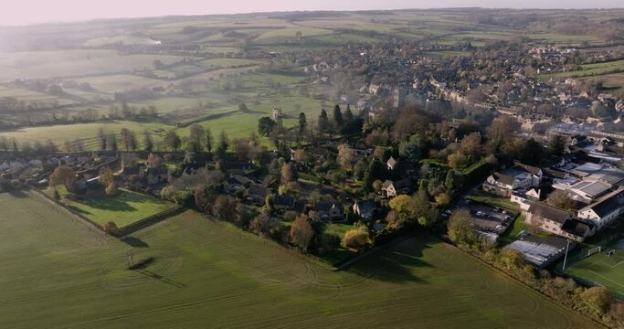 Aerial View Cotswolds Village Chipping Campden Gloucestershire Colour Graded