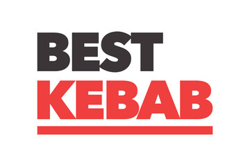 Modern, simple, bold typographic design of a saying "Best Kebab" in red and black colors. Cool, urban, trendy and vibrant graphic vector art