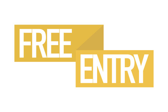 Modern, simple, vibrant typographic design of a saying "Free Entry" in tones of yellow color. Cool, urban, trendy and bold graphic vector art