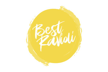 Modern, simple, minimal typographic design of a saying "Best Ravioli" in tones of grey color. Cool, urban, trendy and playful graphic vector art with handwritten typography.