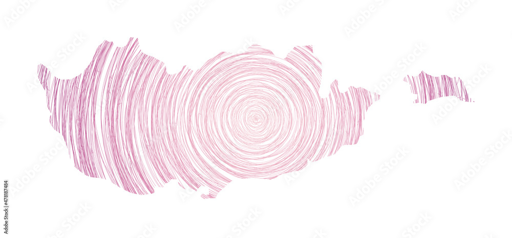 Poster cyprus map filled with concentric circles. sketch-style circles in the shape of the country. vector 