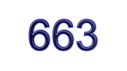 blue 663 number 3d effect white background