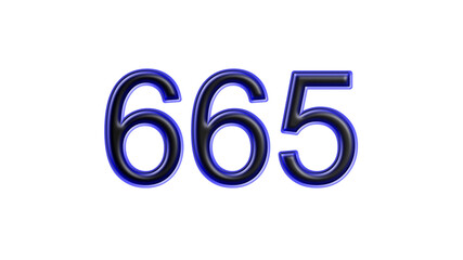 blue 665 number 3d effect white background