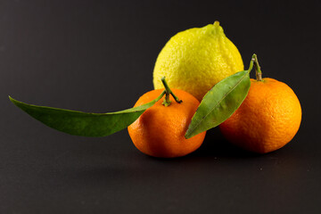 oranges on a black