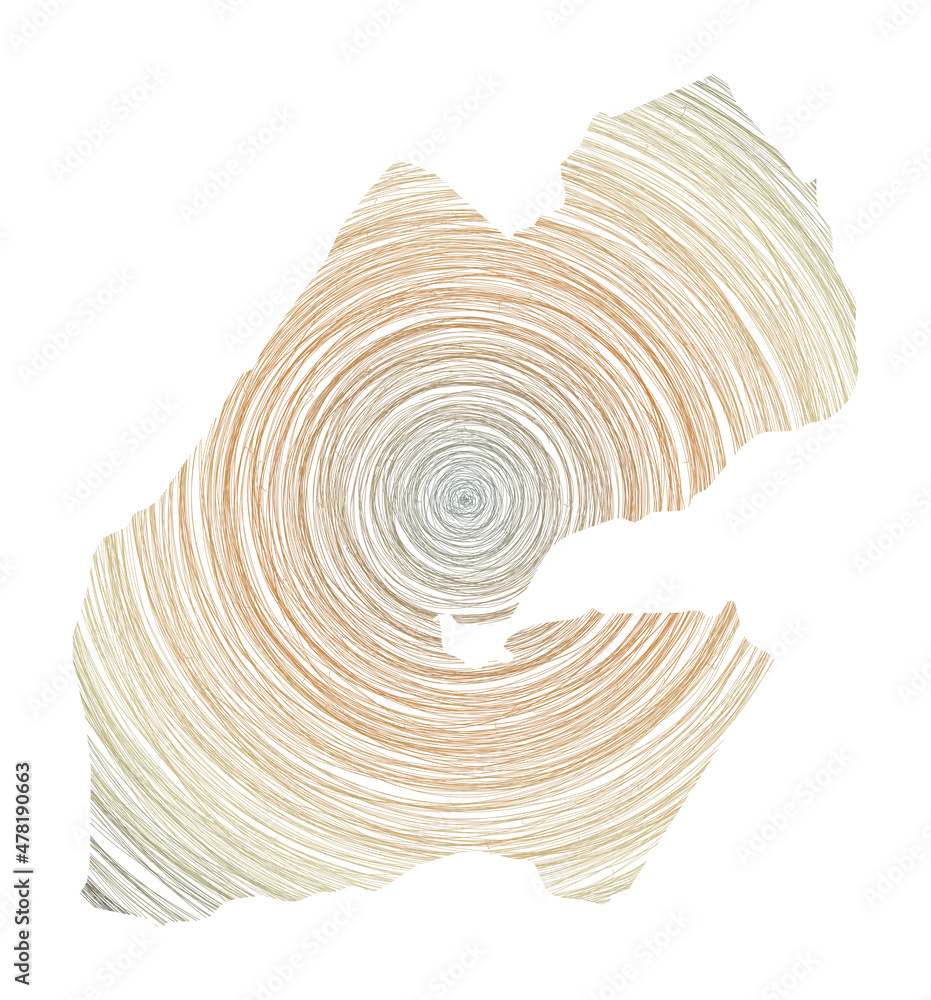 Poster djibouti map filled with concentric circles. sketch-style circles in the shape of the country. vecto