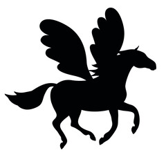 Vector flat pegasus silhouette isolated on white background