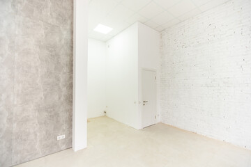 interior photo, apartment after new renovation without furniture in loft style