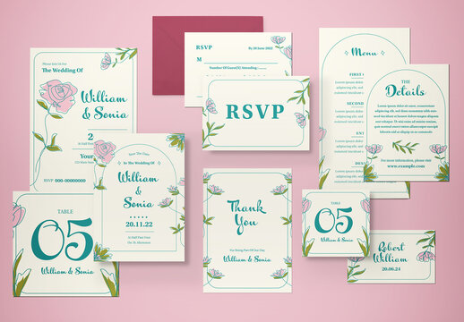 White Wedding Invitation Set