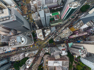 Fototapeta premium Top view of Hong Kong city