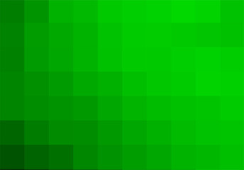 Green mosaic pixel background. Vector geometric texture from green squares. A backing of mosaic squares. Light green background for post, screensaver, wallpaper, postcard, poster, banner, cover