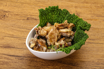 Baled lamb meat in the bowl
