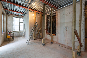 Interior of apartment during construction, remodeling, renovation, extension, restoration and...
