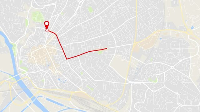 This is a modern map city Beziers. If you need to travel from dot A to dot B then use this animation.