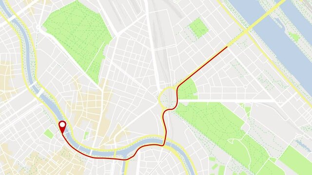 web animation of gps navigation in a big city GPS navigation in Vienna Austria