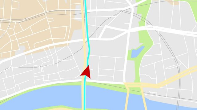 Digital map city of travel by taxi. Gps navigation 4K