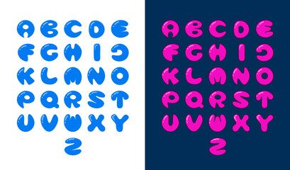 Vector bubble alphabet, Letters A-Z blue and pink color