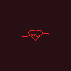 letter m logo vector heart template