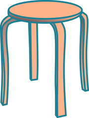 The classic round wooden kitchen stool. Vector illustration.