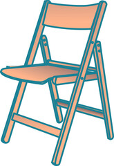 Folding wooden chair. Furniture for a country holiday. Vector color illustration.