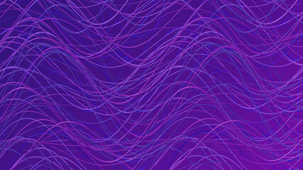 Blue and purple wavy lines. Abstract illustration, 3d render.