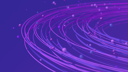 Fototapeta na wymiar Blue and purple particles and circles. Abstract illustration, 3d render, close-up.