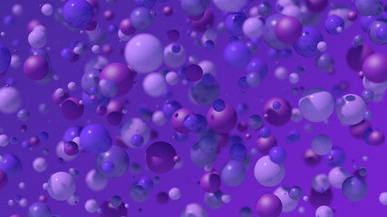 Group of blue and purple balls. Abstract illustration, 3d render, close-up.