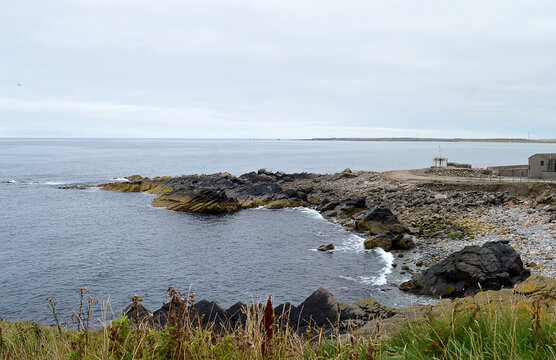 Rocky outcrop in North Sea: Kinnaird Head, Fraserburgh