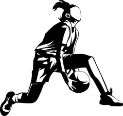  a silhouette illustration of a slam dunk woman. © Aldduardo