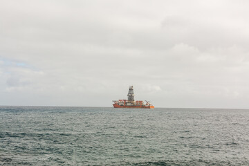 Oil Platform and Tanker in the Sea